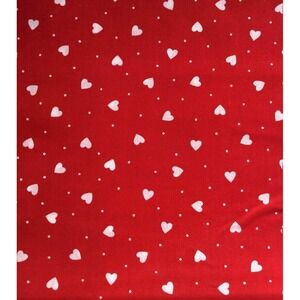 Vintage Fabric Red w/ White Tiny Hearts All Over Calico Print Cotton Woven Cute